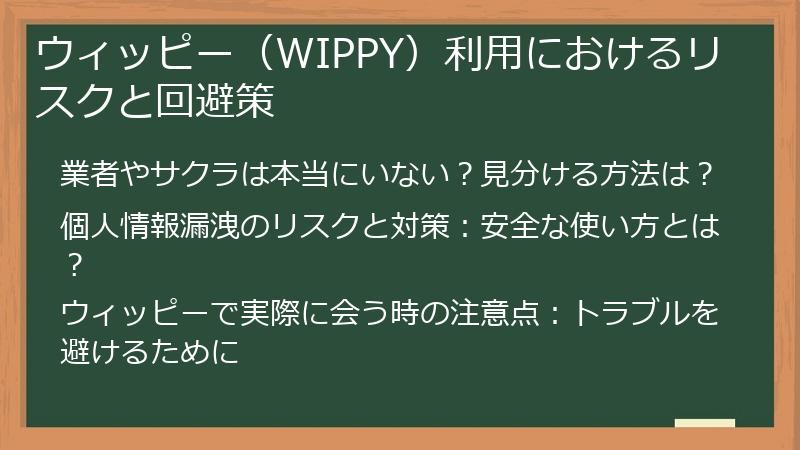 ウィッピー（WIPPY）利用におけるリスクと回避策