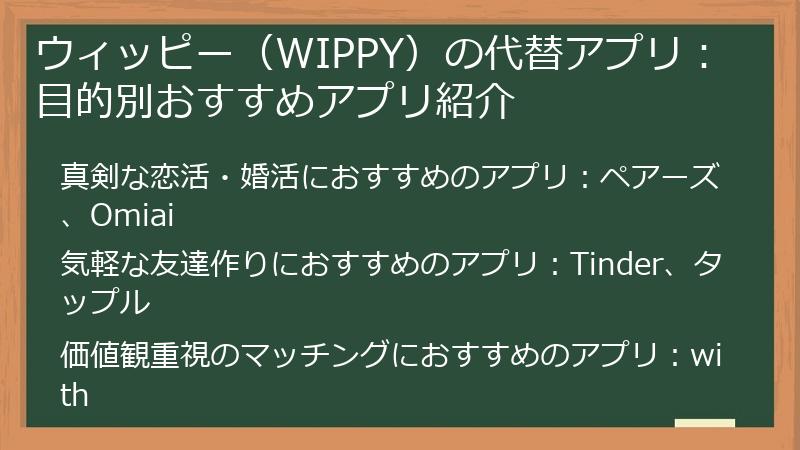 ウィッピー（WIPPY）の代替アプリ：目的別おすすめアプリ紹介