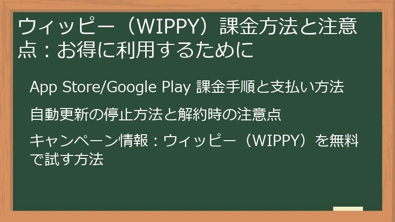 ウィッピー（WIPPY）課金方法と注意点：お得に利用するために