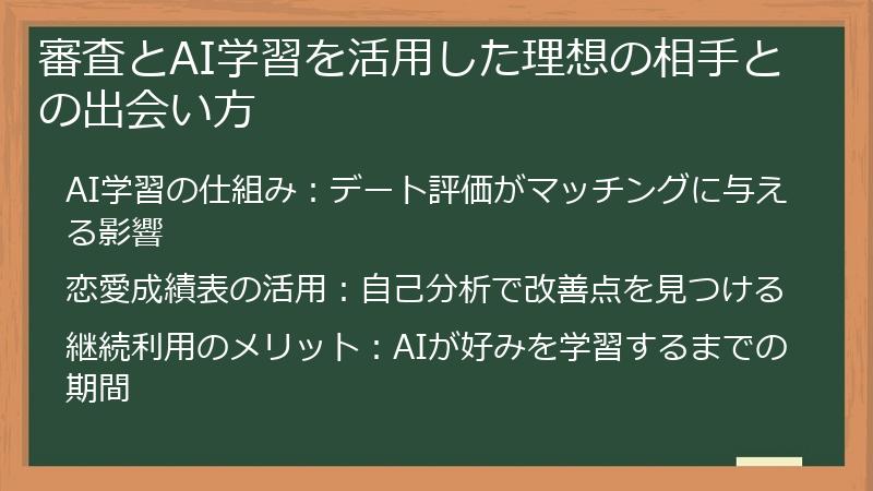 審査とAI学習を活用した理想の相手との出会い方